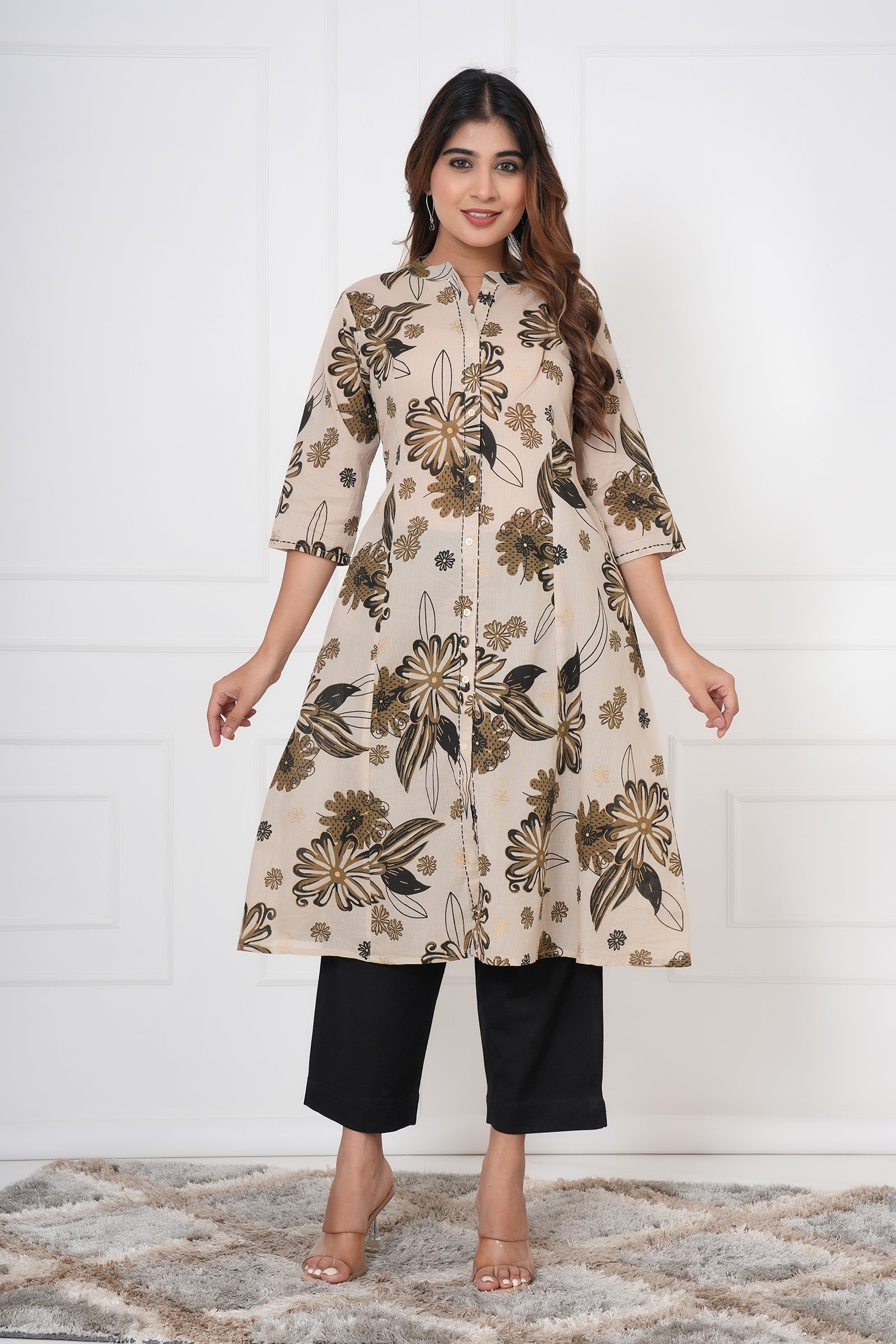 Bold Flower Printed Ladies Kurti