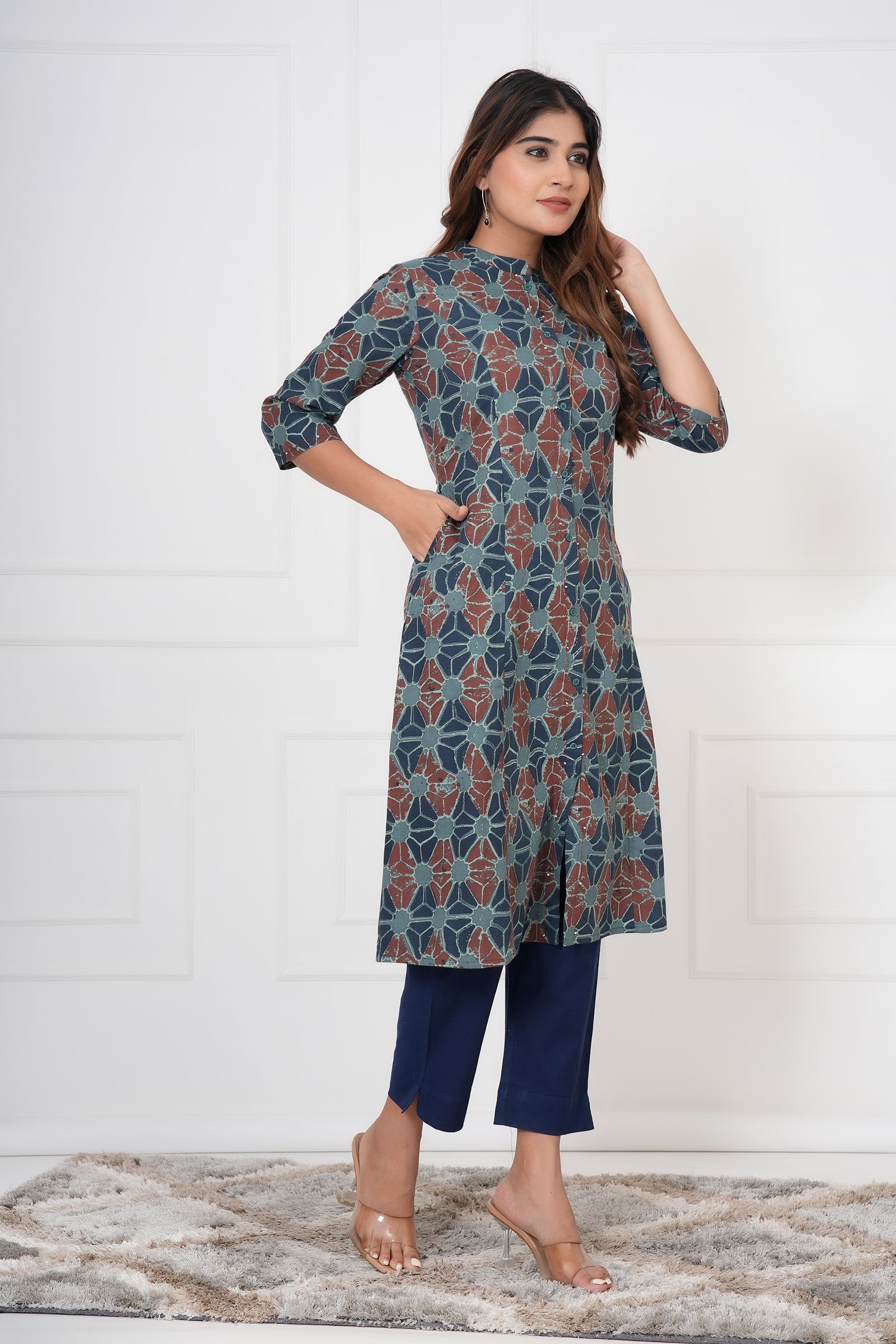 Traditional Ajrakh Print Ladies Cotton Kurta