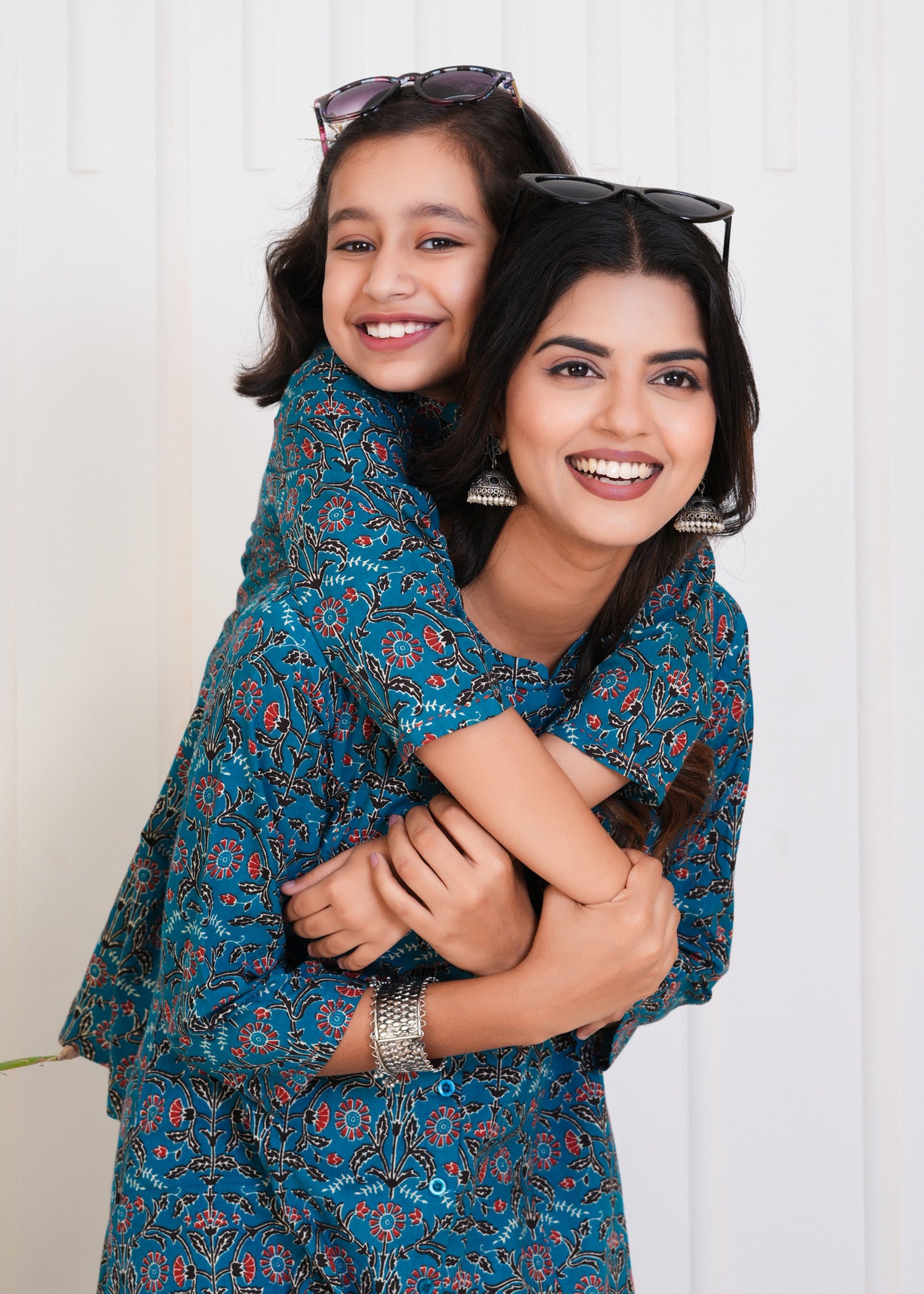 Blue With Floral Print Cotton Kurti