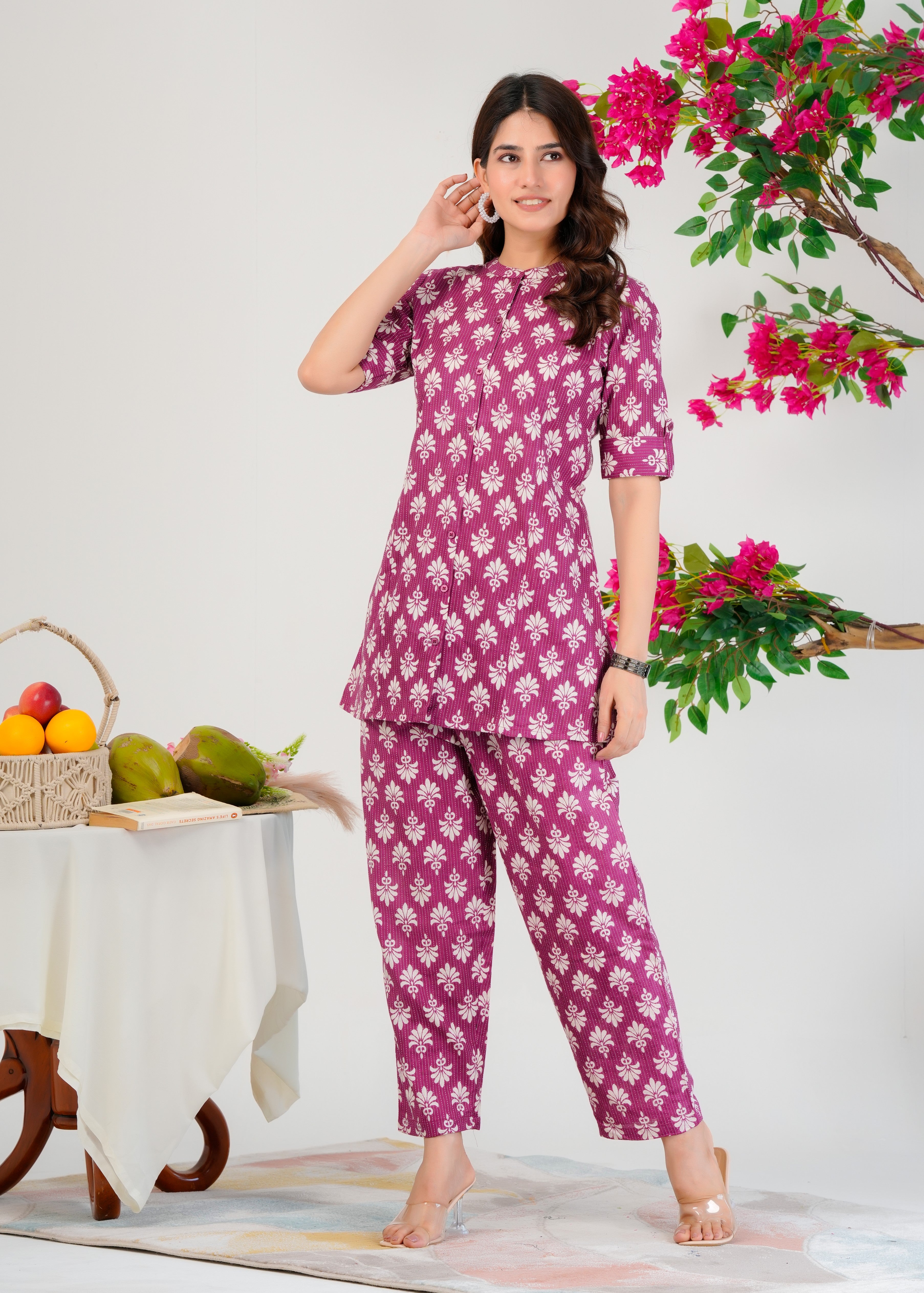 Floral Printed Cotton Ladies Co-Ord Set