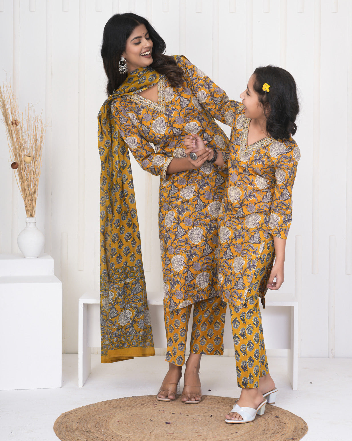 Turmeric With Floral Cotton Suit Set