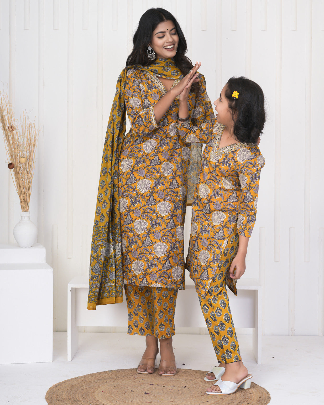 Turmeric With Floral Cotton Suit Set