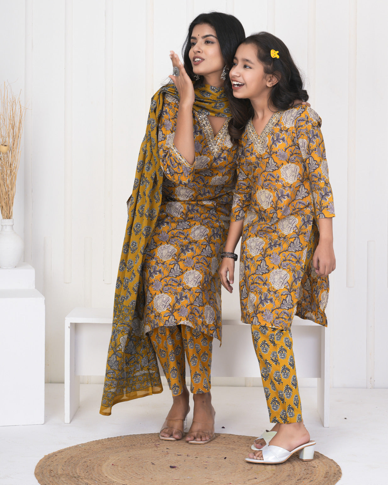 Turmeric With Floral Cotton Suit Set