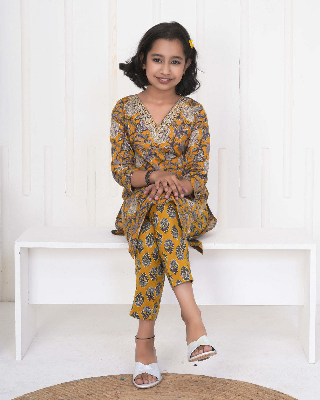 Turmeric With Floral Cotton Suit Set