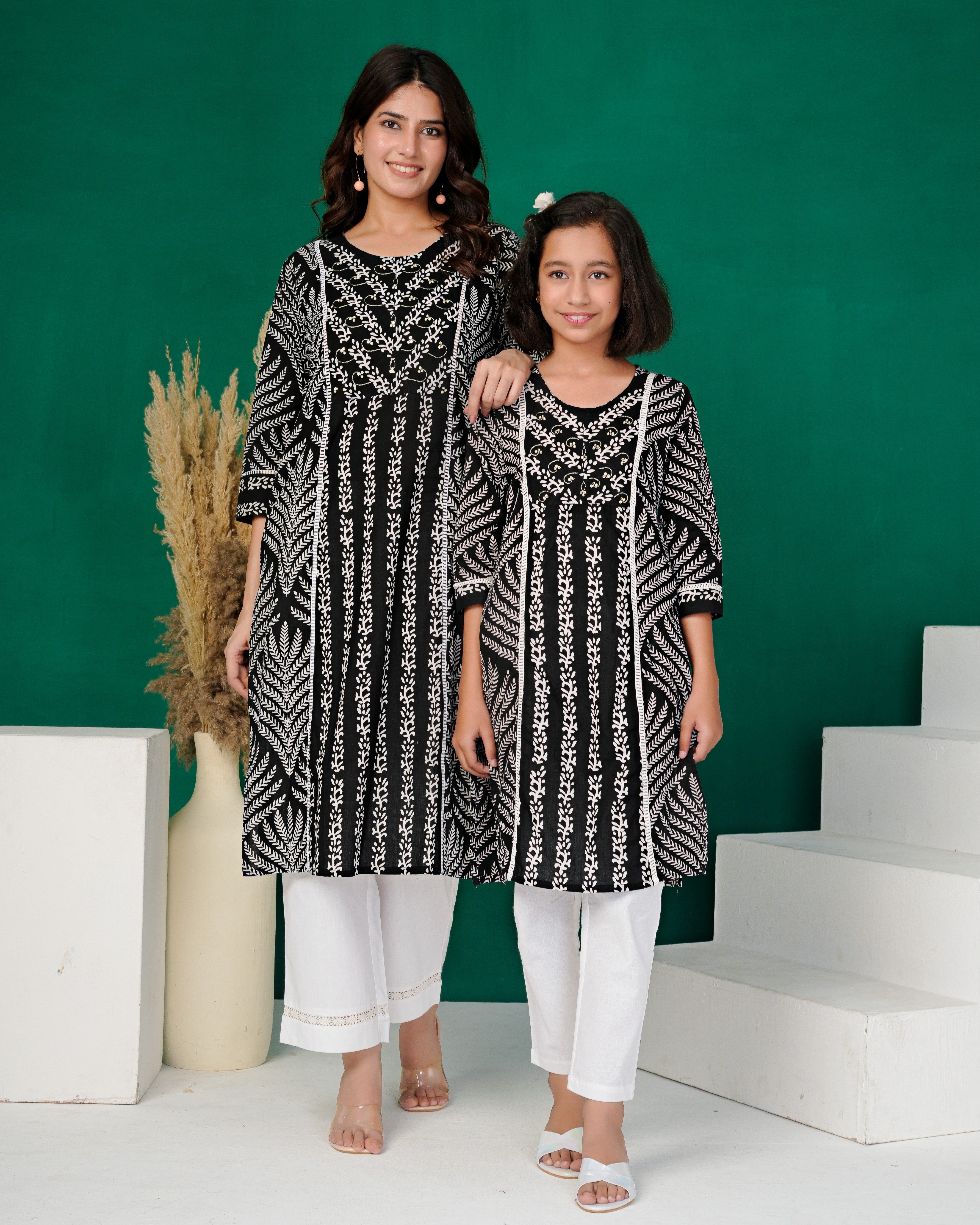Black Hand Block Printed Cotton Kurta