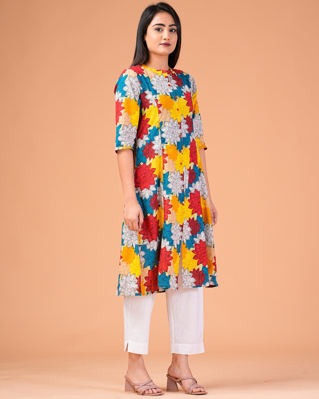 Multicolor Floral Printed Cotton Kurti