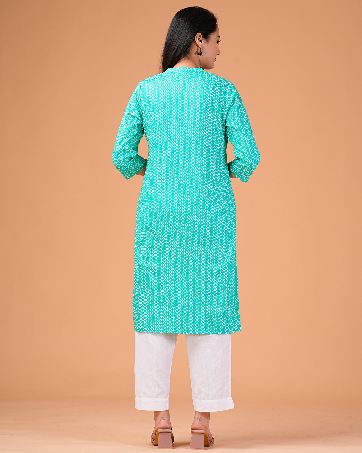 Brigit Teal Rayon Kurta