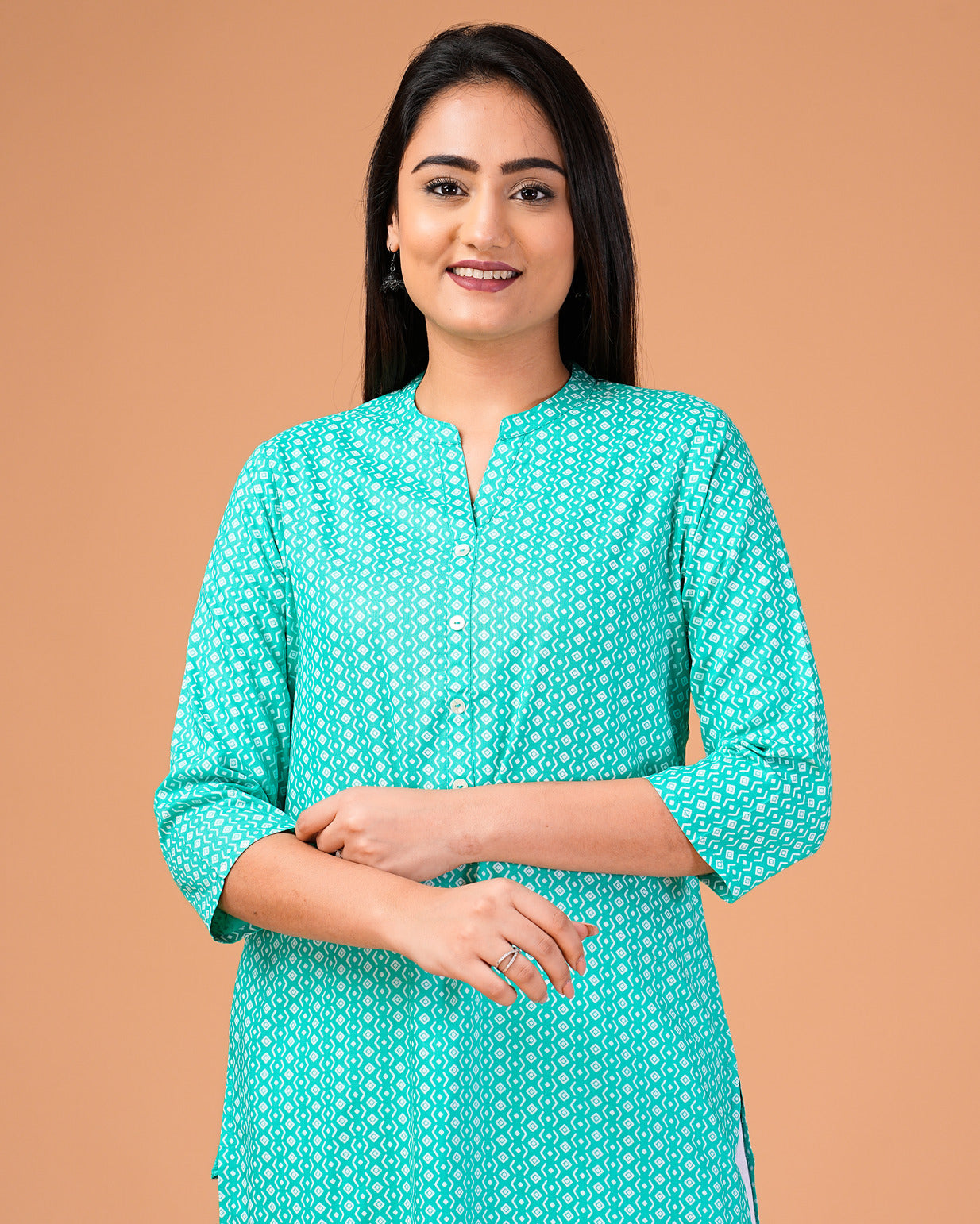 Brigit Teal Rayon Kurta