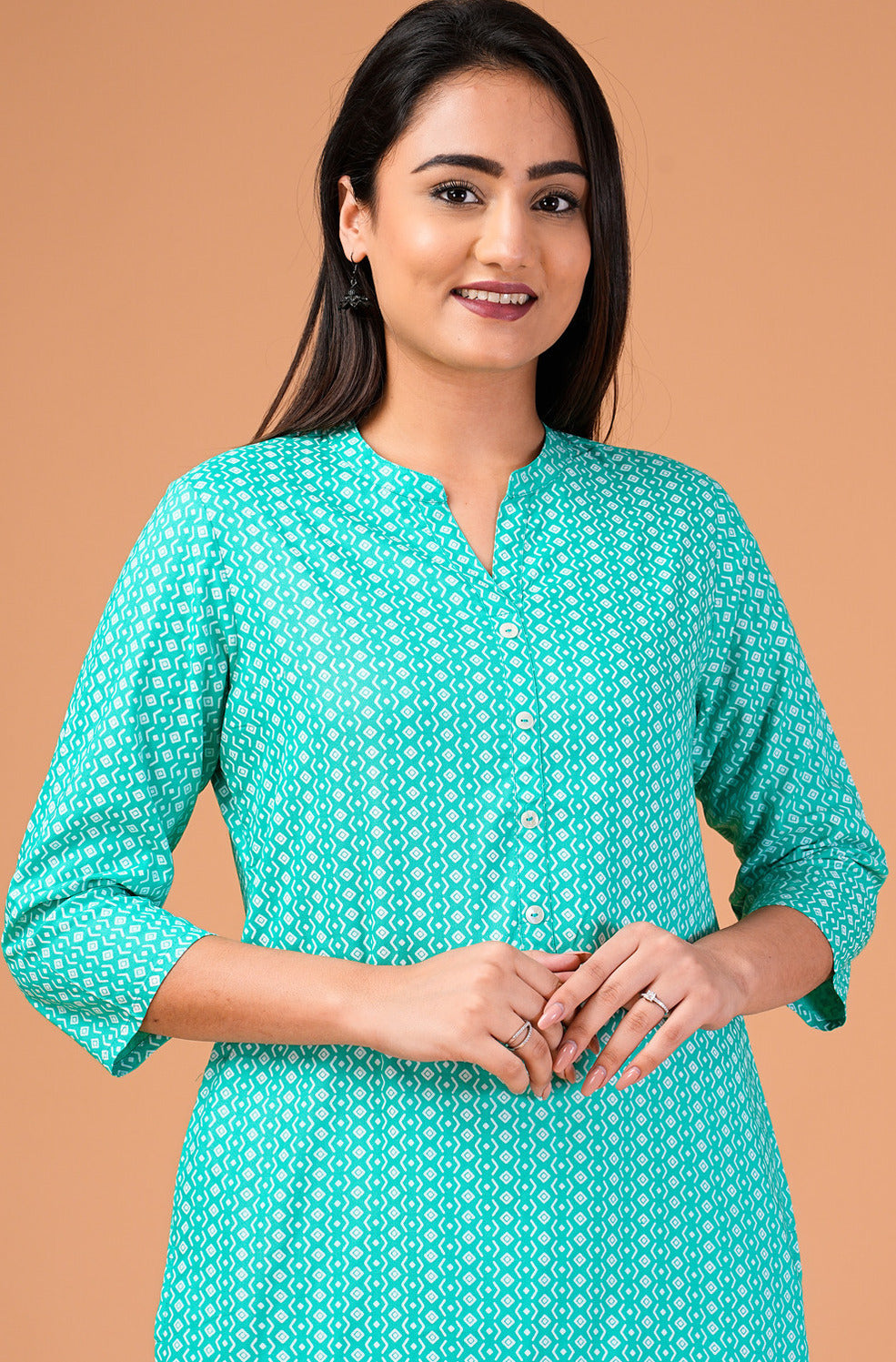 Brigit Teal Rayon Kurta