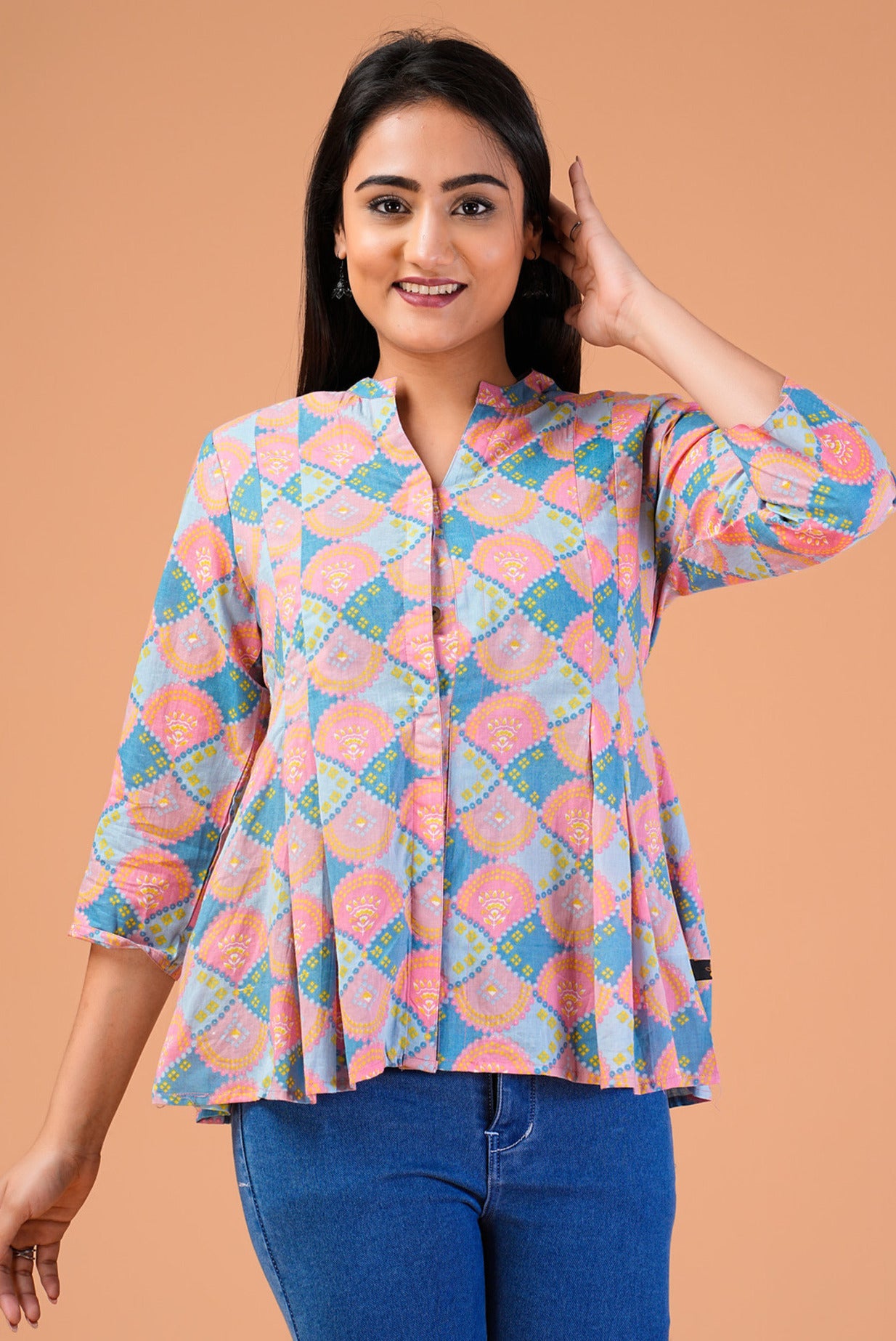 Multi Colour Printed Cotton Top