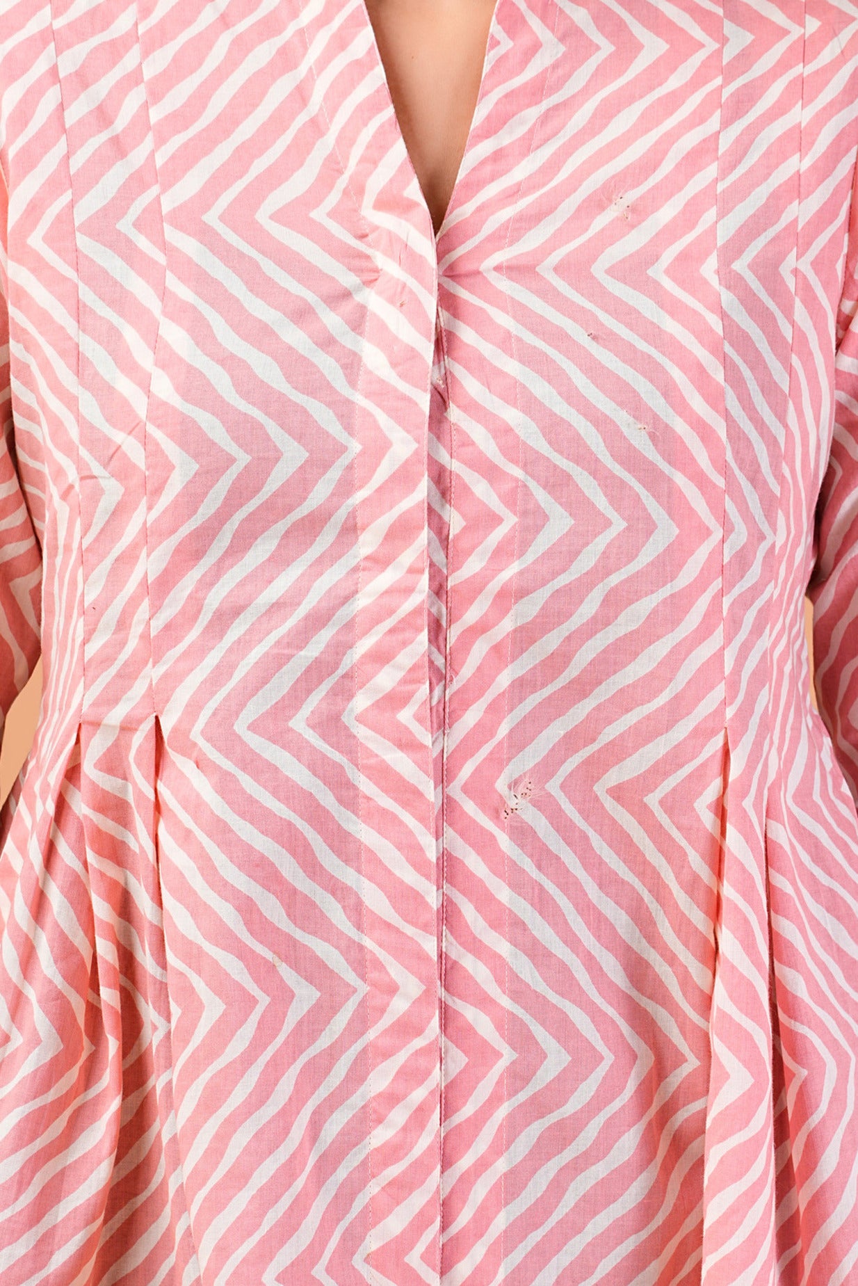 Pastel Pink Zig Zag Printed Cotton Top