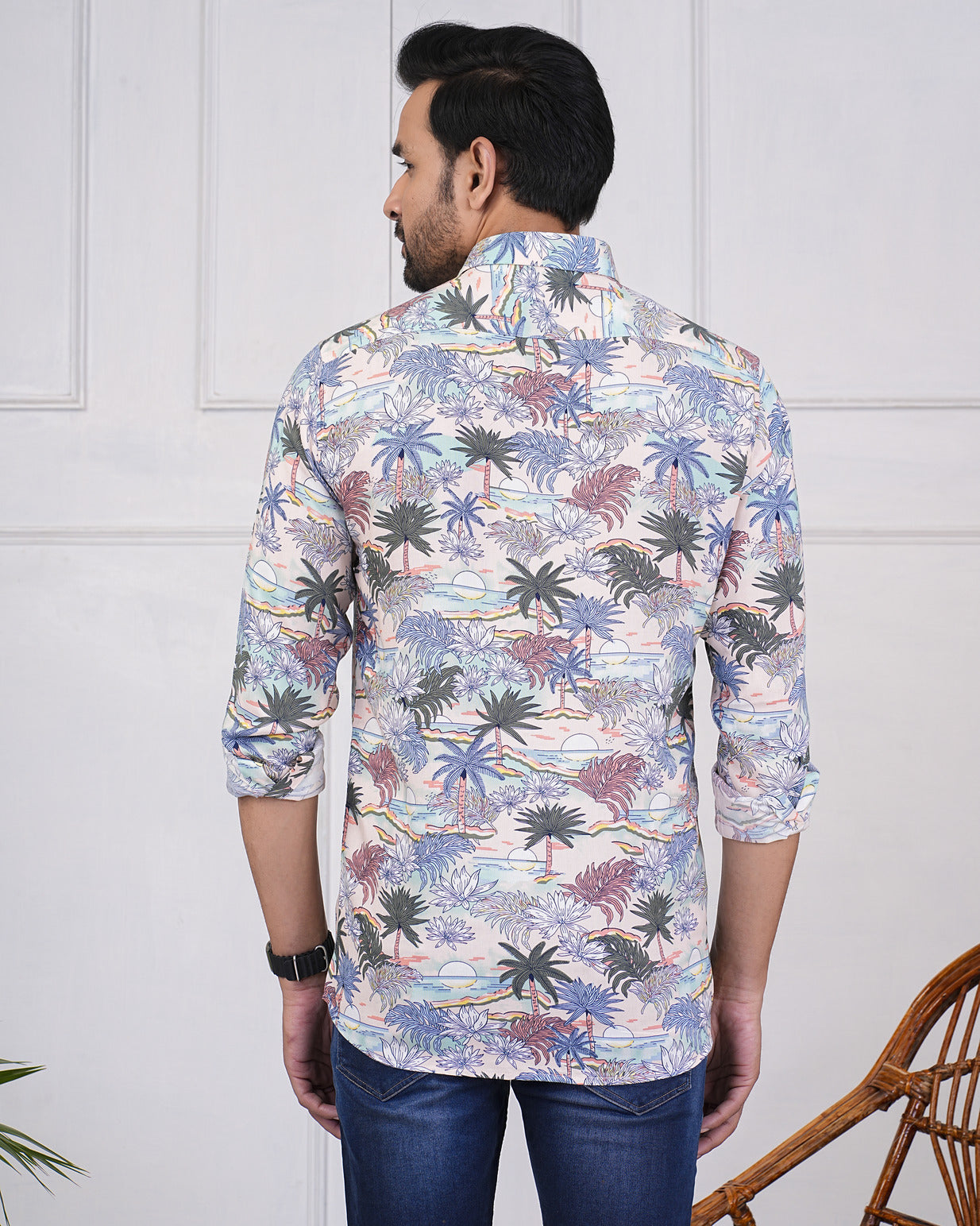 Flower Print With Rayon Fabric Regular Fit Men's Shirt
