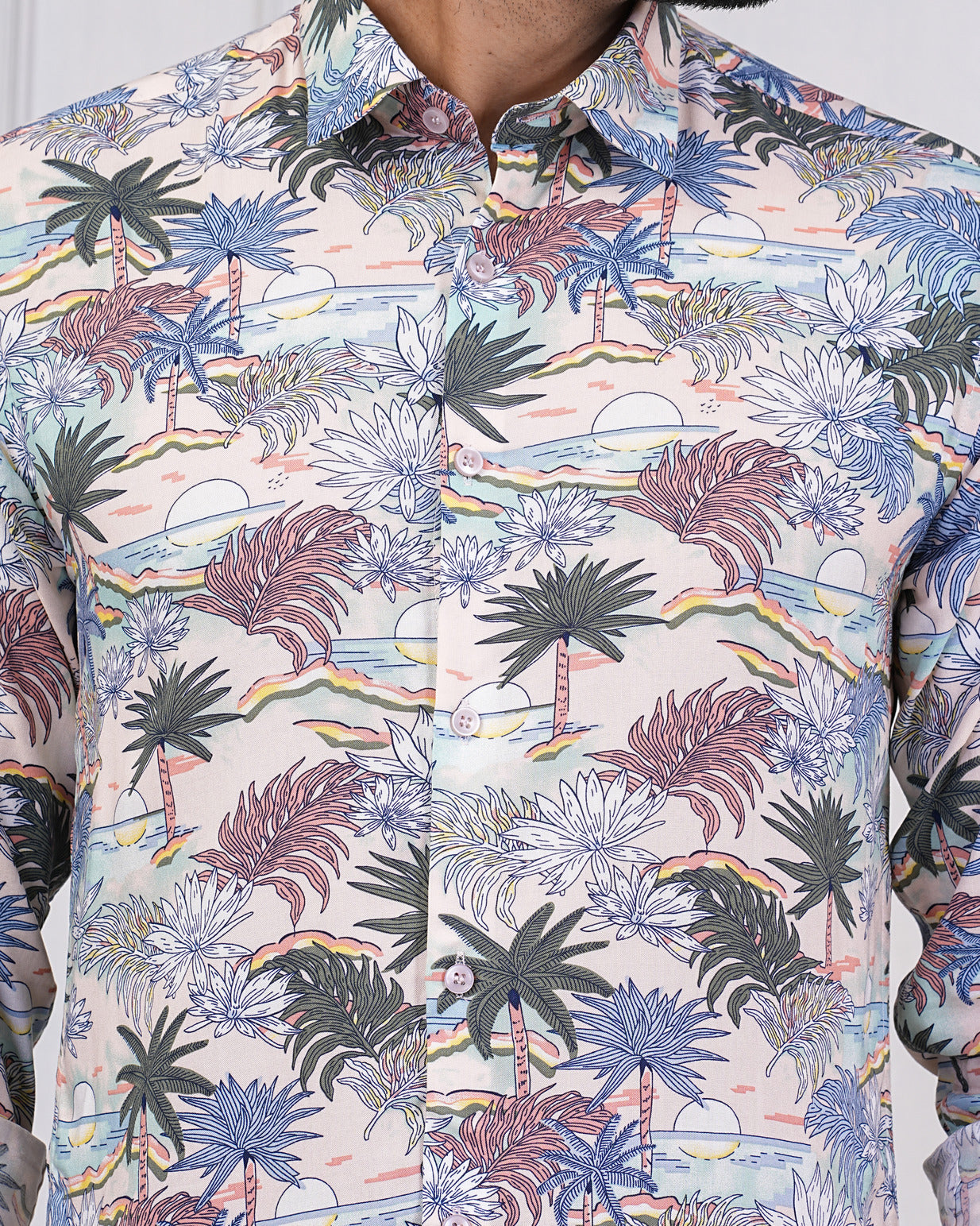 Flower Print With Rayon Fabric Regular Fit Men's Shirt