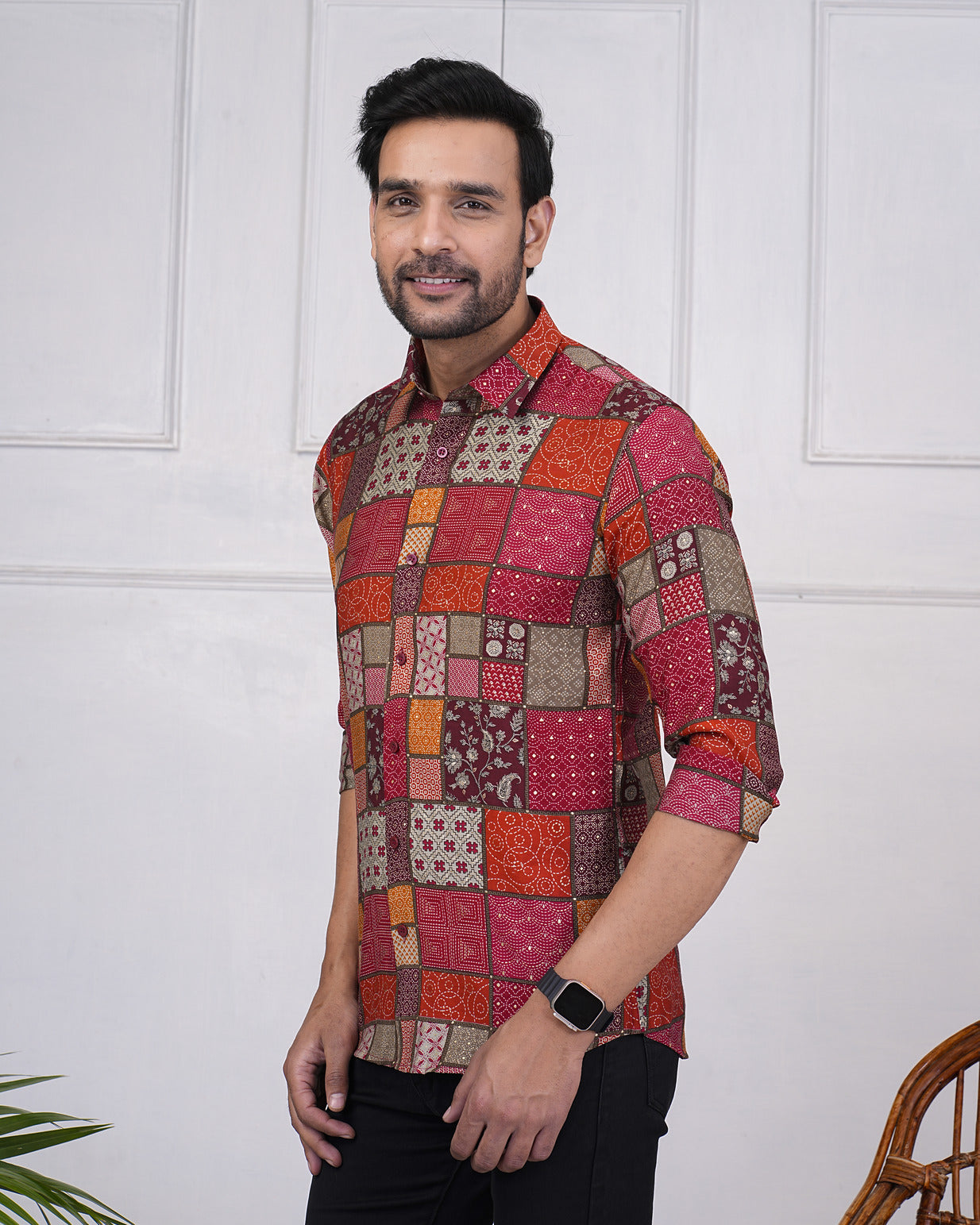 Jaipuri Print Maslin Fabric Regular Fit Men's Shirt
