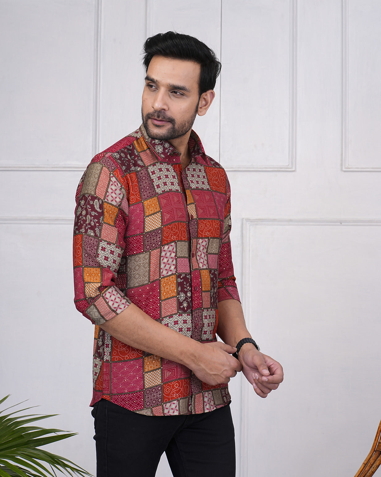 Jaipuri Print Maslin Fabric Regular Fit Men's Shirt