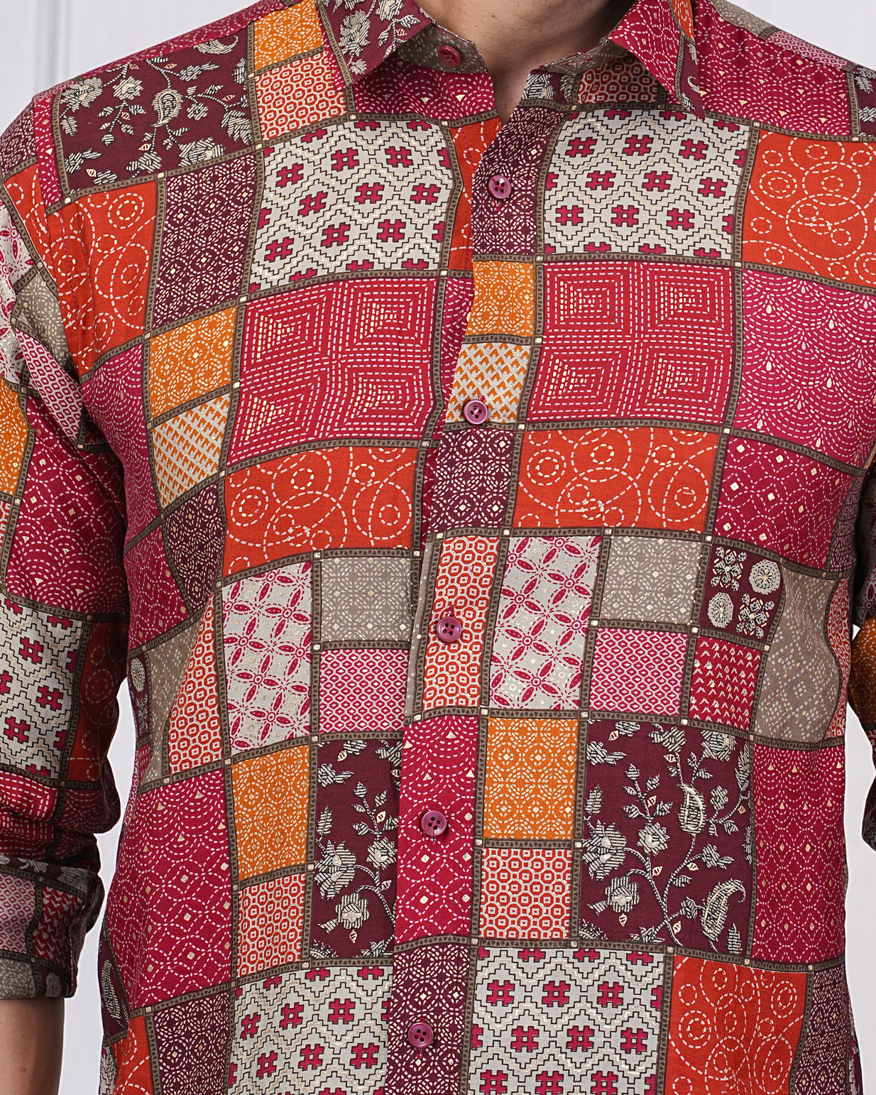 Jaipuri Print Maslin Fabric Regular Fit Men's Shirt