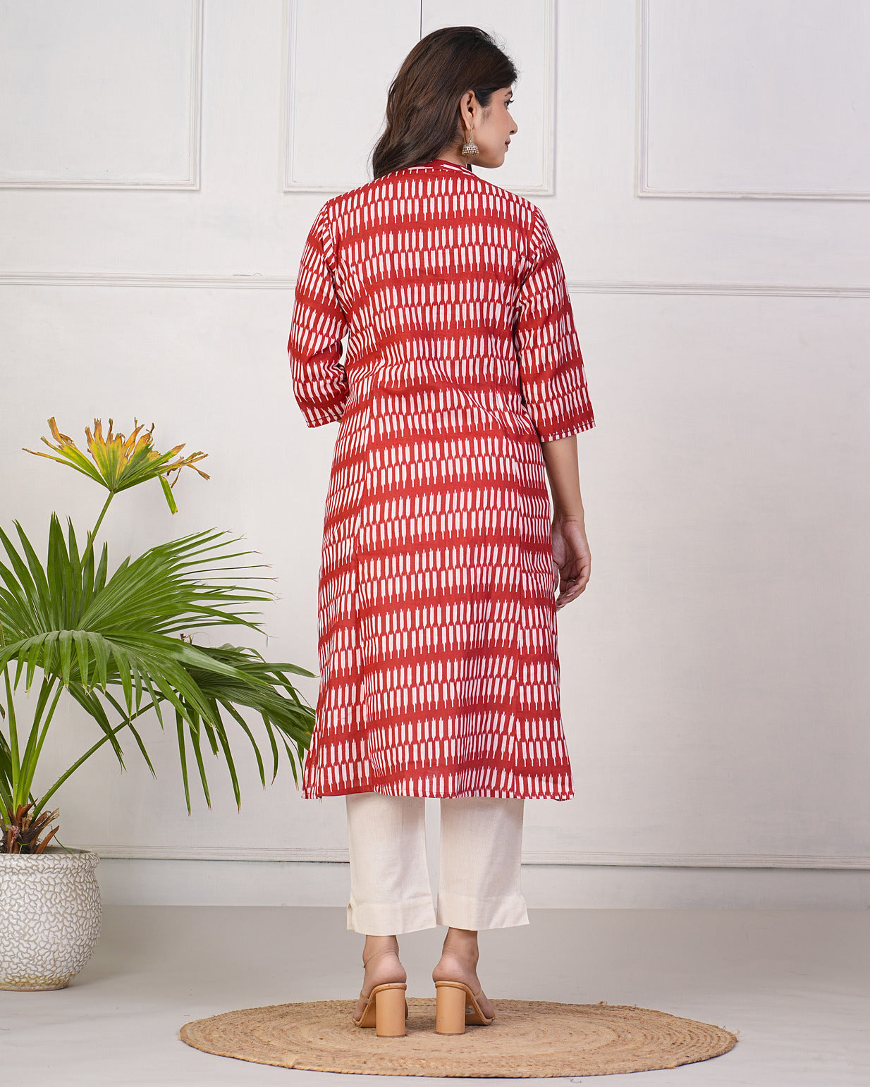 Maroon Temple Pattern Cotton Printed Kurti