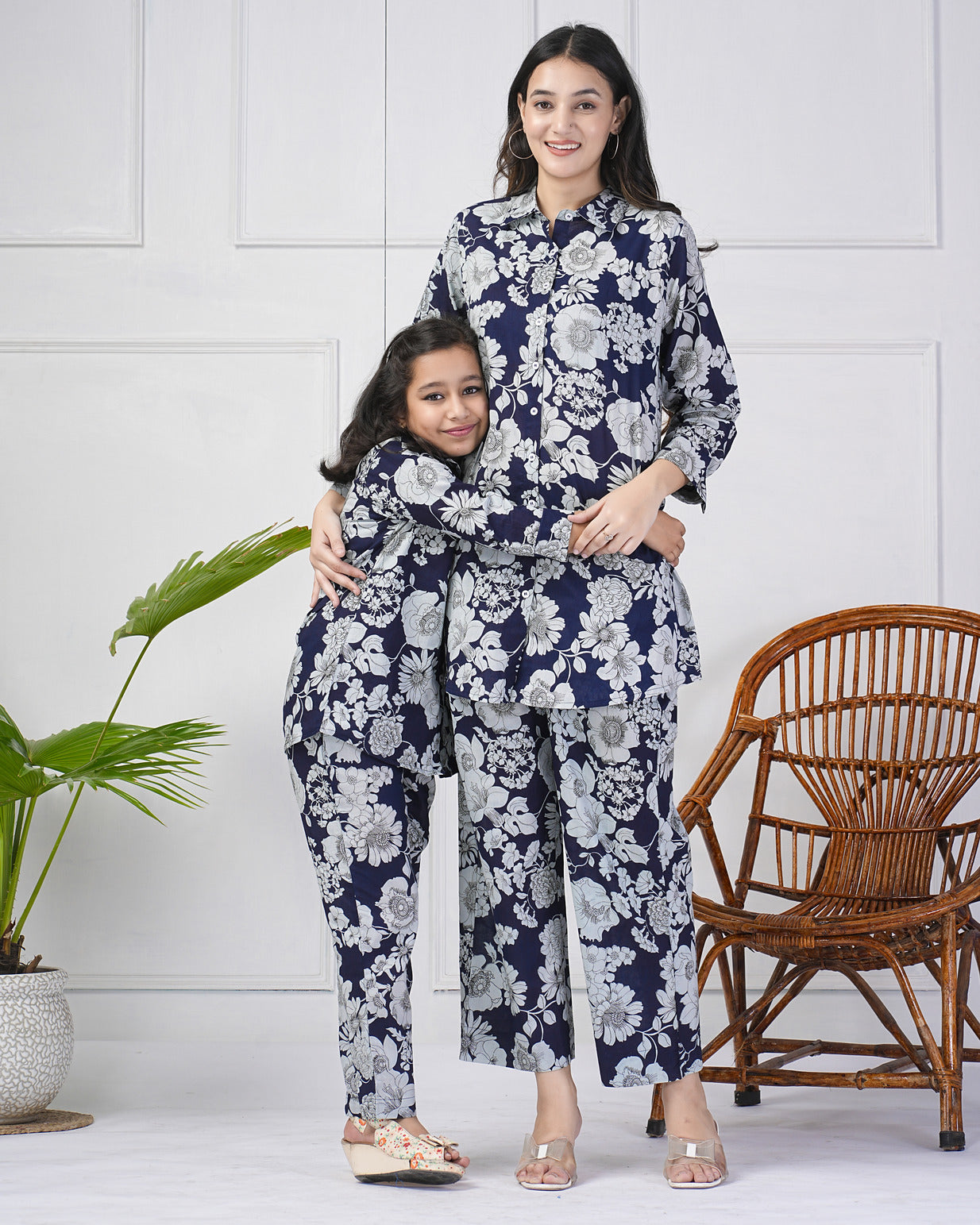 Blue Floral Collar Cotton Co-ord Set