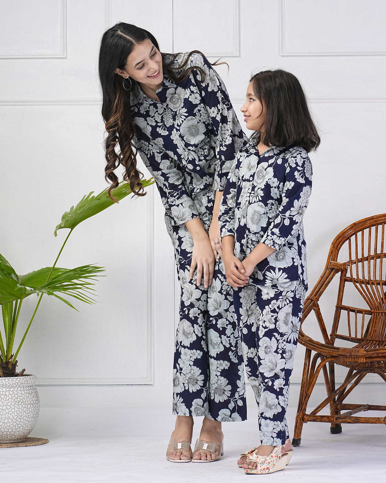 Blue Floral Collar Cotton Co-ord Set