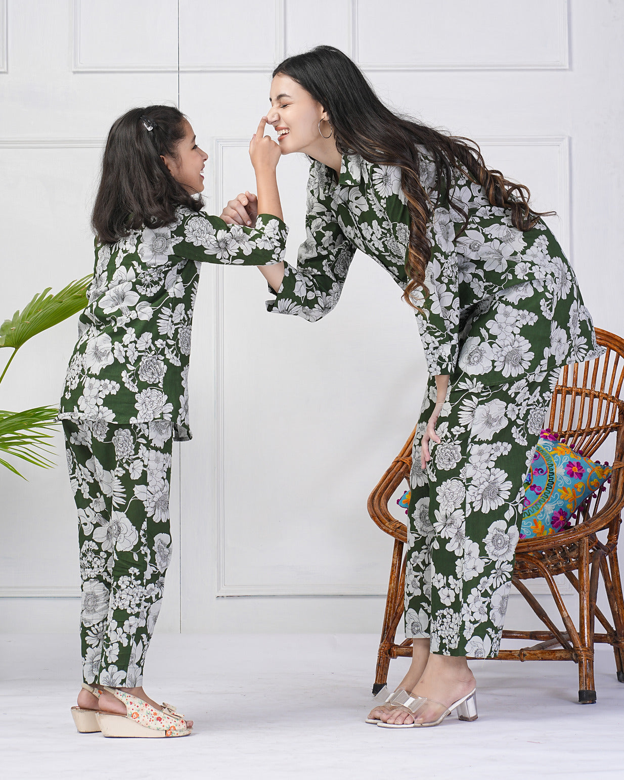 Green Floral Collar Muslin Co-ord Set