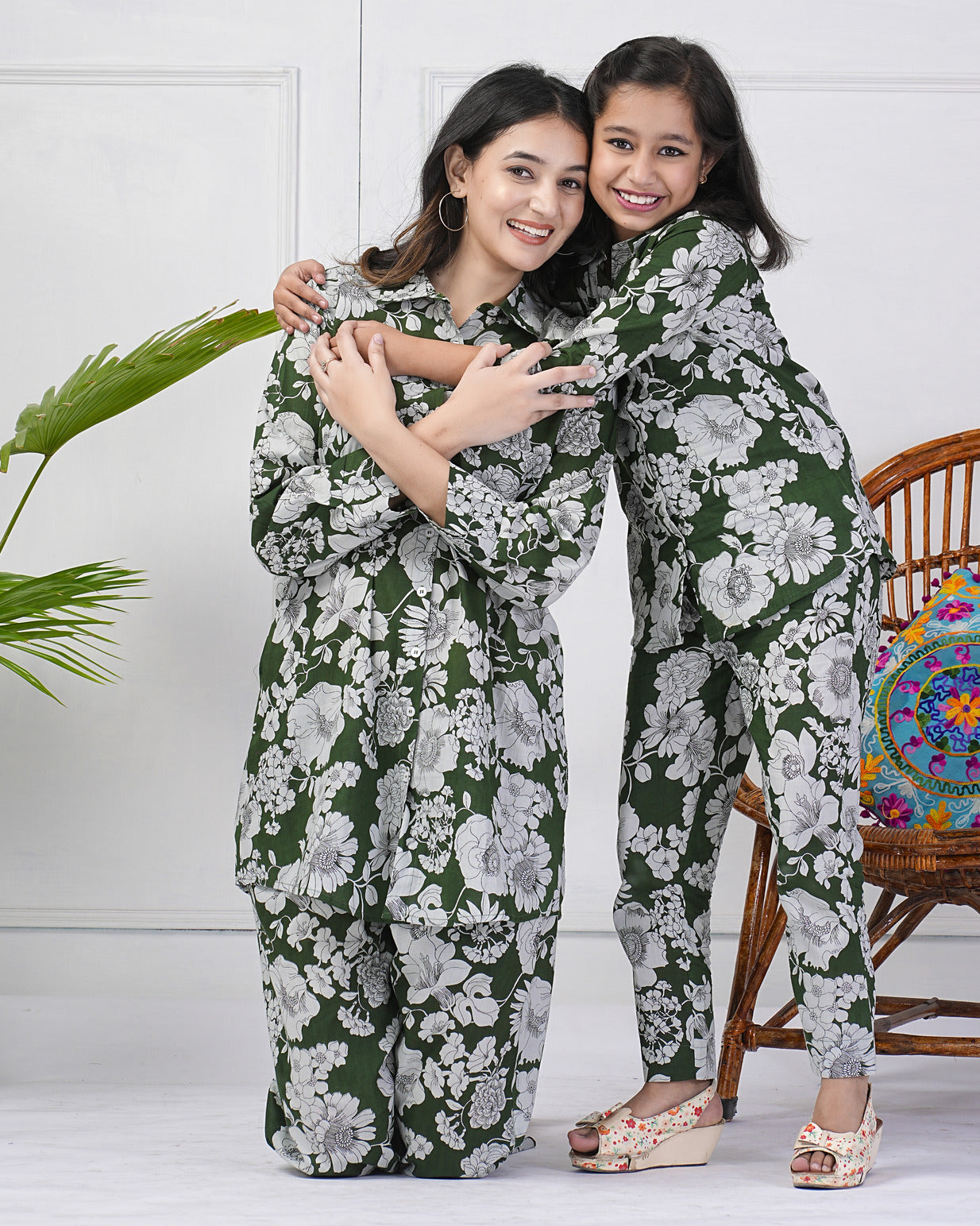 Green Floral Collar Muslin Co-ord Set