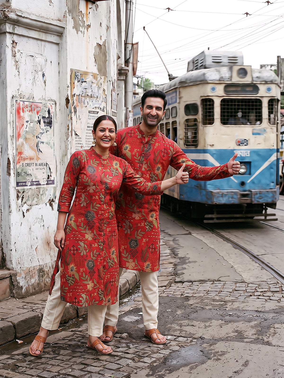 Red Tropical Jodi couple pose