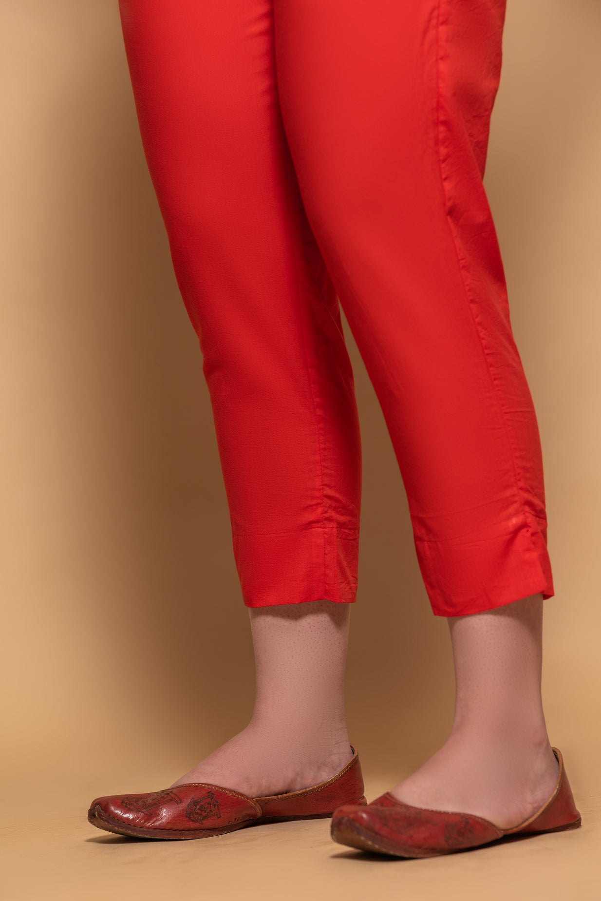 Red Cotton Simple Kurti Pant