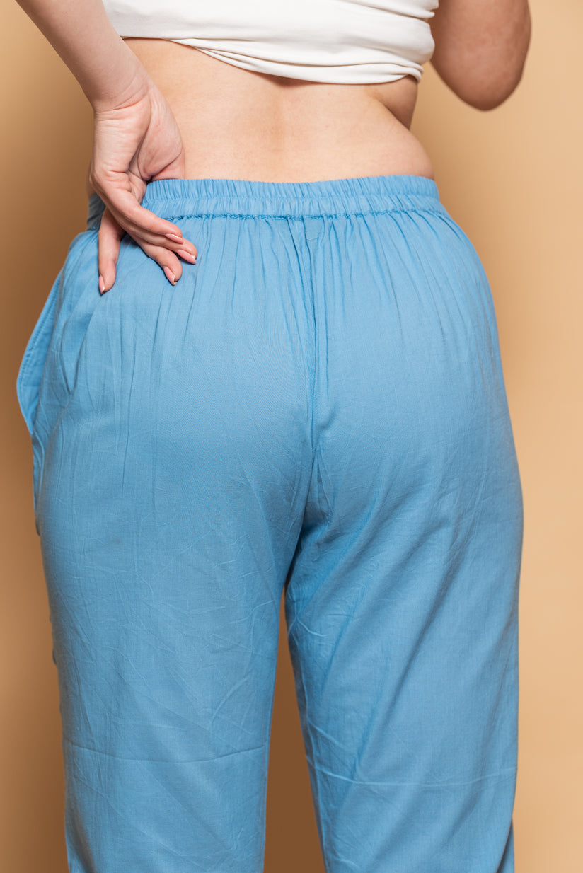 Light Blue Stretchable Straight Pant