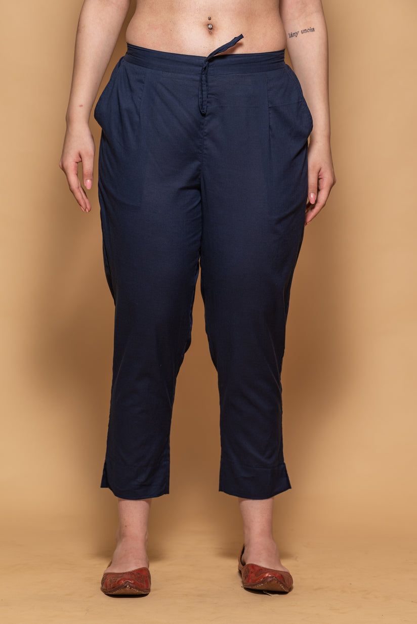 Buy Navy Blue Cotton Silk Pants  DHK177PantDHR9  The loom